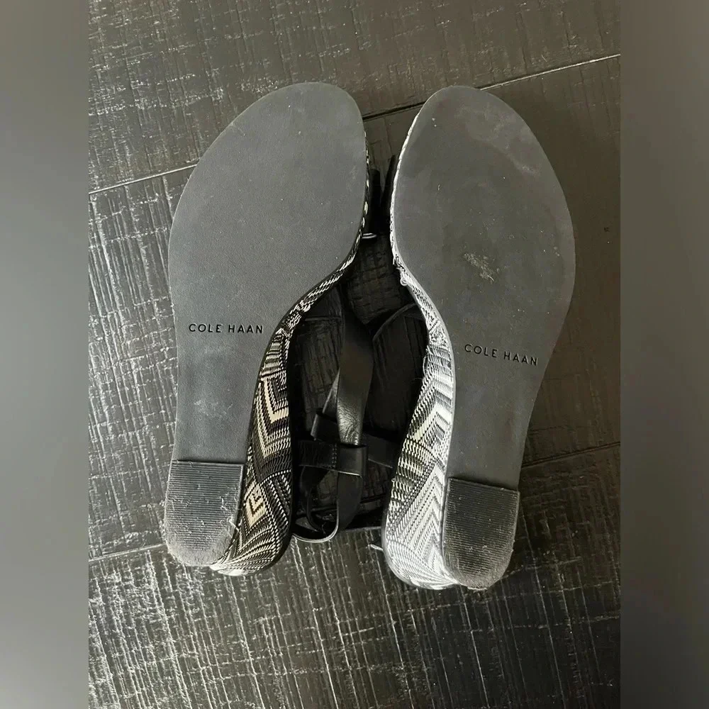 Cole Haan Ravenna Wedge Sandals Strap Leather Black Size 10